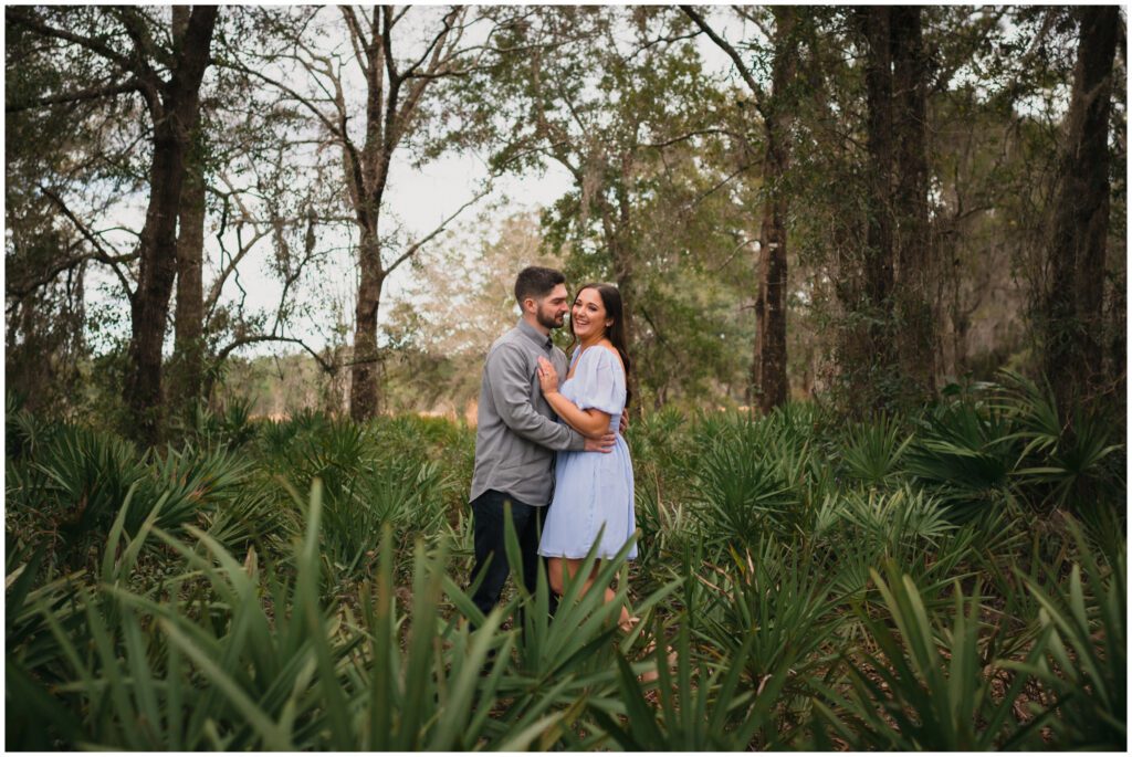 Engaged couple South Georgia woods