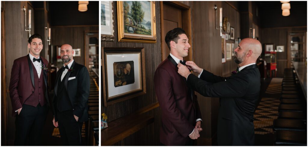 Groom and father getting ready