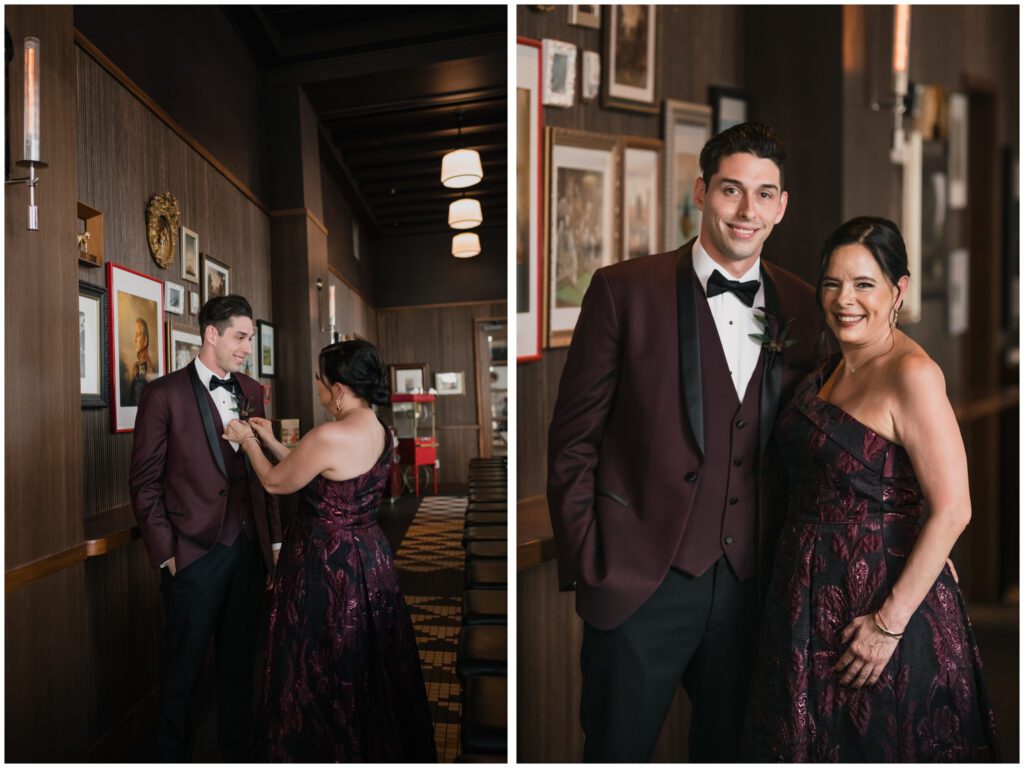 Groom and Mother portraits at The Perry Lane in Savannah Georgia