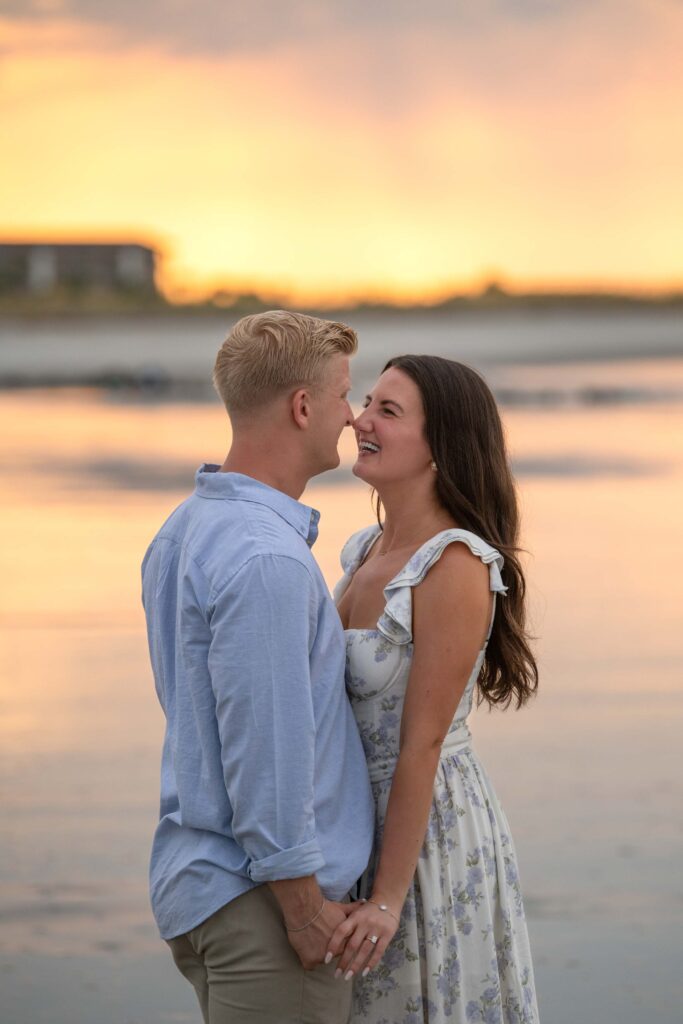 She said "YES" to his surprise proposal on Tybee Beach, Georgia during the most beautiful sunset evening.